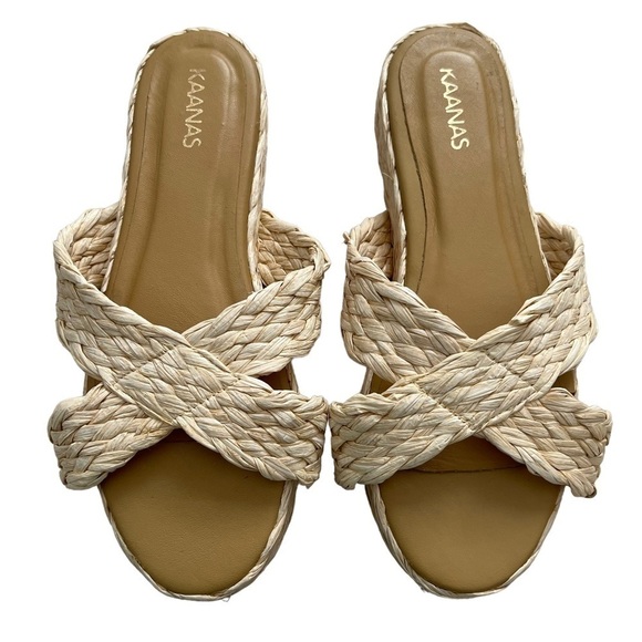 Kaanas Women’s Inagua Crisscross Raffia Flatform Sandals Size 9 - Picture 1 of 6